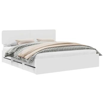 Bettrahmen mit Schubladen Weiß 180 x 200 cm Ingenieurs Holz