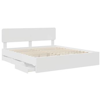 Bettrahmen mit Schubladen Weiß 180 x 200 cm Ingenieurs Holz