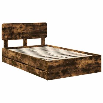 Bettrahmen Geräucherte Eiche 135 x 190 cm Ingenieurs Holz