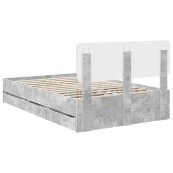 Bettrahmen mit Kopfteil Beton Grau 120 x 190 cm Ingenieurs Holz