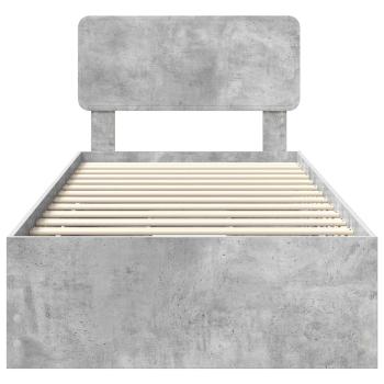 Bettrahmen mit Kopfteil Beton Grau 90 x 190 cm Ingenieurs Holz