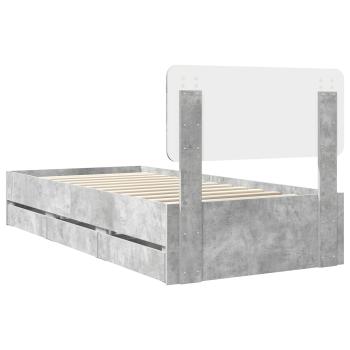Bettrahmen mit Kopfteil Beton Grau 90 x 190 cm Ingenieurs Holz