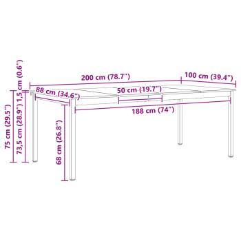 Esstisch Weiß 200 x 100 x 75 cm Massives Kiefernholz