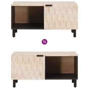 Couchtisch Weiß 80 x 50 x 40 cm Massivholz Mango