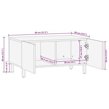Couchtisch Weiß 80 x 50 x 40 cm Massivholz Mango