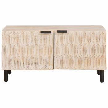 Couchtisch Weiß 80 x 50 x 40 cm Massivholz Mango