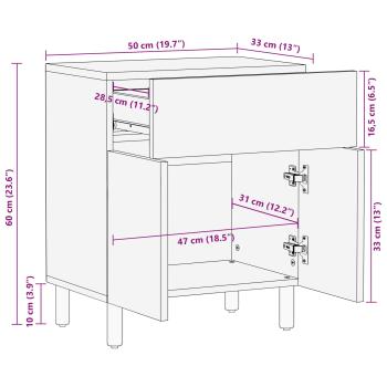 Nachttisch mit Schubladen Weiß 50 x 33 x 60 cm Massivholz Mango