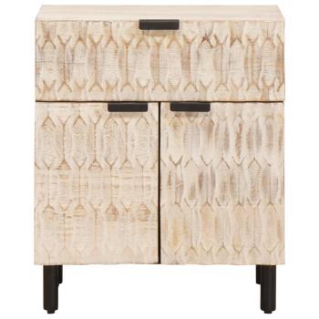 Nachttisch mit Schubladen Weiß 50 x 33 x 60 cm Massivholz Mango