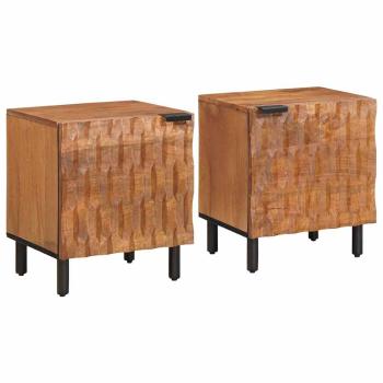 ARDEBO.de - Nachttisch 2 pcs Braun 40 x 33,5 x 46 cm Massivholz Mango
