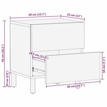 Nachttisch Braun 40 x 33,5 x 46 cm Massivholz Mango