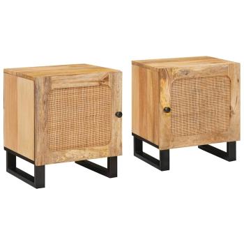 ARDEBO.de - Nachttisch 2 pcs Natur 40 x 33,5 x 46 cm Massivholz Mango