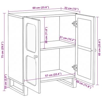 Sideboard Braun 60 x 33,5 x 75 cm Massivholz Mango
