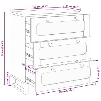 ARDEBO.de - Sideboard Braun 60 x 33,5 x 75 cm Massivholz Mango