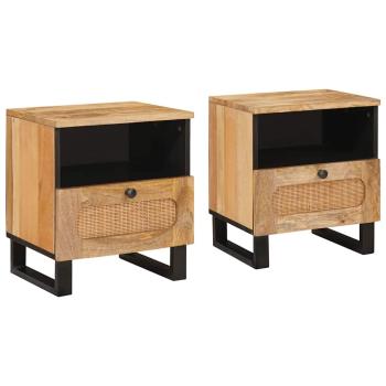 ARDEBO.de - Nachttisch 2 pcs Natur 40 x 33 x 46 cm Massivholz Mango