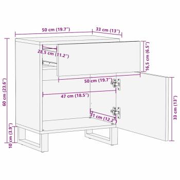 Nachttisch Natur 50 x 33 x 60 cm Massivholz Mango