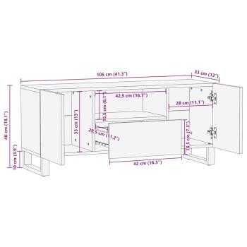 TV-Schränk mit Tür Braun 105 x 33,5 x 46 cm Massivholz Mango