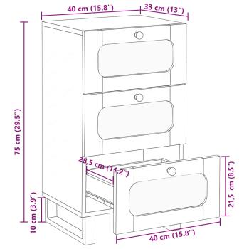 Sideboard mit Speicher Braun 40 x 33,5 x 75 cm Massivholz Mango