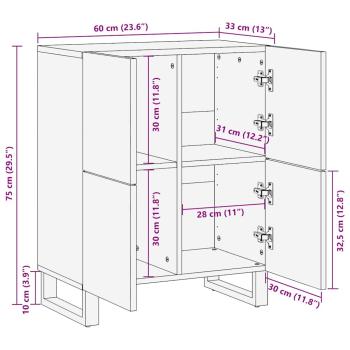 Sideboard mit Speicher Braun 60 x 33,5 x 75 cm Massivholz Mango