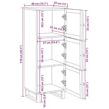 Highboard mit Tür Braun 60 x 33,5 x 100 cm Massivholz Mango