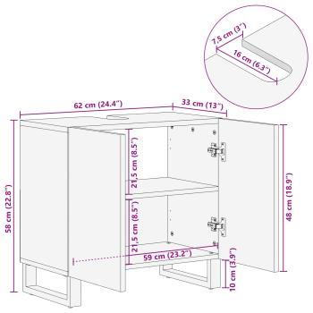 Waschbeckenschrank Natur 62 x 33 x 58 cm Massivholz Mango