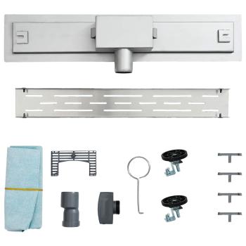 Duschabfluss mit Glasabdeckung Silber 80 cm Edelstahl 304