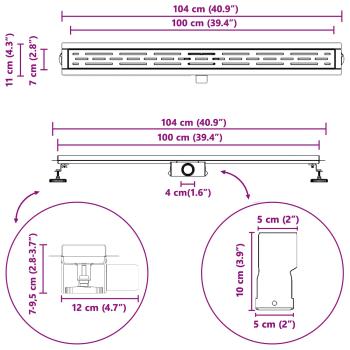 Duschabfluss mit Liniendesign Silber 100 cm Edelstahl 304