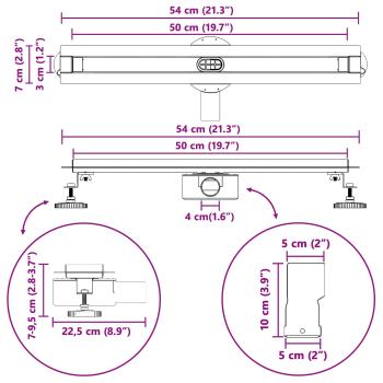 360° Duschablauf mit slim Modell Silber 50 cm Edelstahl 304