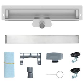 Wandmontierter Duschablauf Silber 50 cm Edelstahl 304