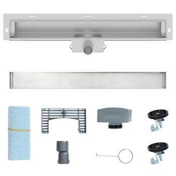 Wandmontierter Duschablauf Silber 60 cm Edelstahl 304