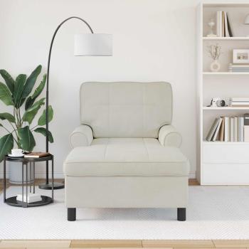 Lounge-Liege mit Kissen Creme 91 x 157 x 91 cm Samt