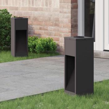 ARDEBO.de - Solar LED Wegeleuchte 2 pcs Schwarz Kalt gewalzter Stahl