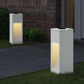 Solar LED Wegeleuchte 2 pcs Weiß Kalt gewalzter Stahl