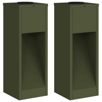 Solar LED Wegeleuchte 2 pcs Olive Grün Kalt gewalzter Stahl