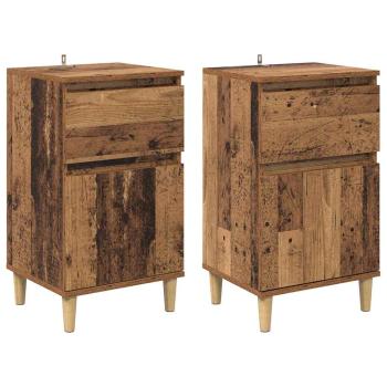 ARDEBO.de - Nachttisch 2 pcs Altholz 40 x 35 x 70 cm Holzwerkstoff