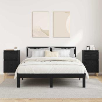 Nachttisch 2 pcs Schwarz Eichen-Optik 40 x 35 x 70 cm