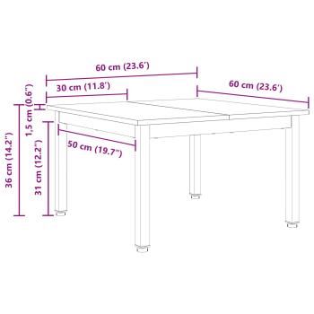 Couchtisch Natur 60 x 60 x 36 cm Massives Kiefernholz