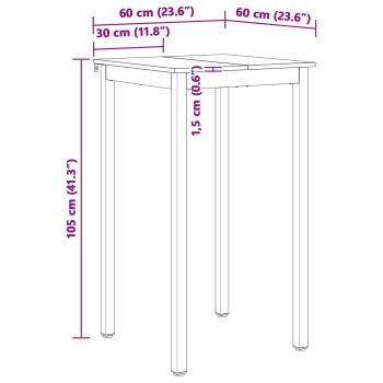 Bartisch Natur 60 x 60 x 105 cm Massives Kiefernholz