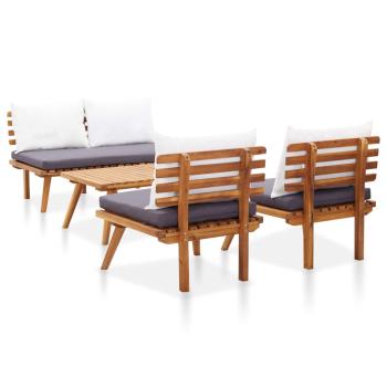 4-teiliges Garten-Lounge-Set mit Kissen, Massivholz Akazie