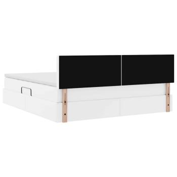 Bett mit Stauraum und LED Reinweiß 160 x 200 cm Kunstleder