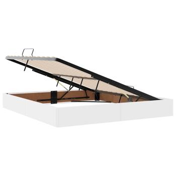 Bett mit Stauraum und LED Reinweiß 160 x 200 cm Kunstleder
