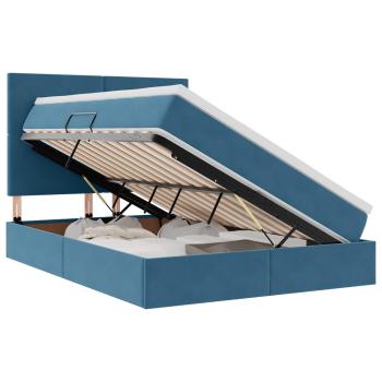 Bett mit Stauraum und LED Dunkelblau 140 x 190 cm Samt