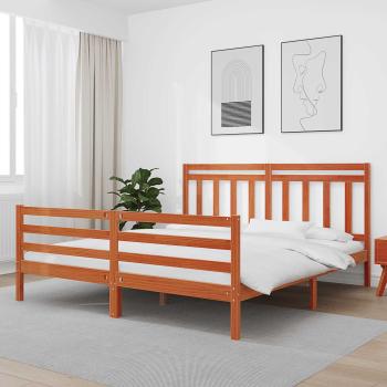 ARDEBO.de - Bettrahmen mit Kopfteil 2 pcs Wachsbraun 180 x 200 cm