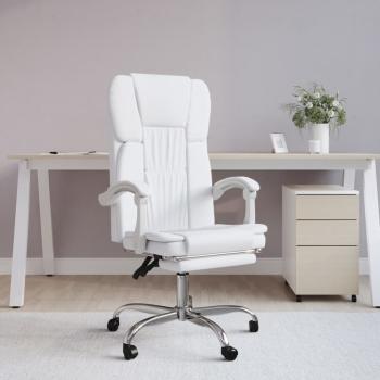 ARDEBO.de - Bürostuhl mit Liegefunktion Weiß Kunstleder