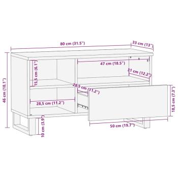 TV-Schränk mit Regal Braun 80 x 33,5 x 46 cm Massivholz Mango