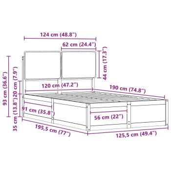 Bettgestell mit gepolstertem Kopfteil Taupe 120 x 190 cm