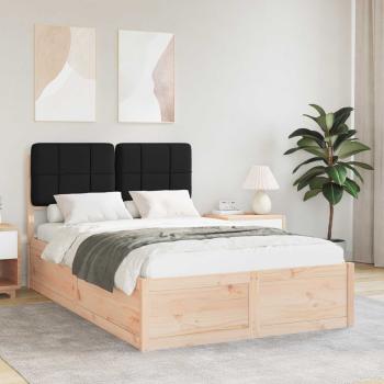 ARDEBO.de - Bettgestell mit gepolstertem Kopfteil Schwarz 120 x 200 cm