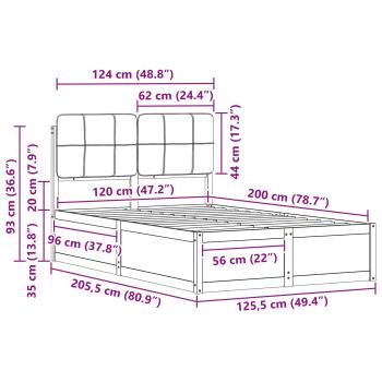 Bettgestell mit gepolstertem Kopfteil Schwarz 120 x 200 cm