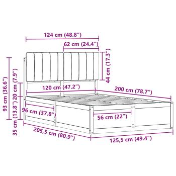 Bettgestell mit gepolstertem Kopfteil Taupe 120 x 200 cm
