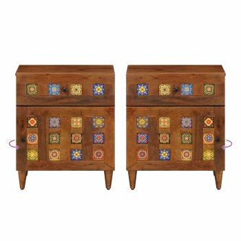 Nachttisch Braun 50 x 33 x 60 cm Massivholz Mango