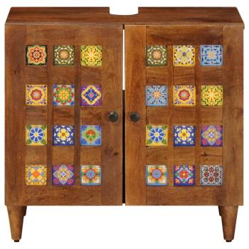 Waschbeckenschrank mit Speicher mit Tür Walnuss 62 x 33 x 58 cm